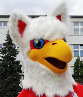 Prawdziwa gratka dla wielbicieli strojów reklamowych, czyli maskotka w postaci gryfika
