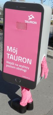 Telephone mascot advertising costumes Elabika Smartphone Mój Tauron