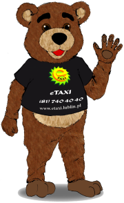 Profesjonalny strój reklamowy maskotka reklamowa Elabika Miś eTAXI - projekt