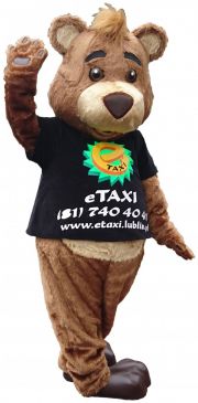 Profesjonalny strój reklamowy maskotka reklamowa Elabika Miś eTAXI