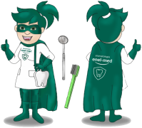 Kostiumowe maskotki reklamowe na zamówienie Elabika Superhigienistka Enel-med - projekt