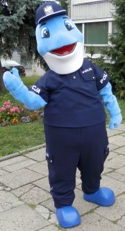 Delfin kostium Polfin maskotka kujawsko-pomorskiej Policji