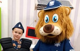 Kostium reklamowy Lew w mundurze Komisarz Policja Oleśnica