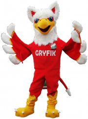 Elabika maskotki klubowe przebranie za Gryfika Gdovia Gdów