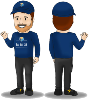 Chłopiec w granatowej bluzie Chłopak Wally EEG - projekt