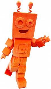 Stój reklamowy stylizowany na postać robota Robot Elabika