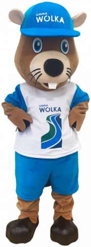 Elabika kostium reklamowy strój żywa maskotka bóbr Gmina Wólka