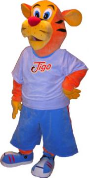 Elabika mascot costumes Tiger Tigo Mokate SA