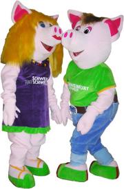Elabika mascot costumes pig Schweinfurt hat Schwein