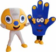 Elabika stroje reklamowe Pani Piłka (Mrs. Ball) i Pan Ręka (Mr. Hand)