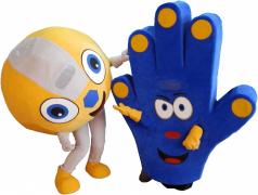 Elabika stroje reklamowe Pani Piłka (Mrs. Ball) i Pan Ręka (Mr. Hand)