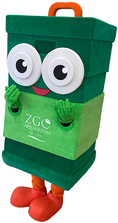 Elabika maskotka zielony pojemnik na odpadki ZGO Aquarium