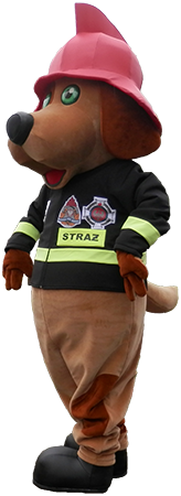 Elabika przebranie za psa stylizowanego na strażaka PSP