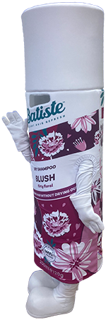 Elabika strój reklamowy stylizowany na opakowanie szamponu Batiste