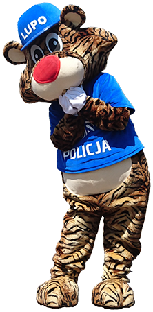Elabika stroje reklamowe kostiumy Tygrys Lupo Policja Słubice