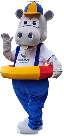 Hipopotam maskotki chodzące producent Elabika dla Aqua Park Zakopane