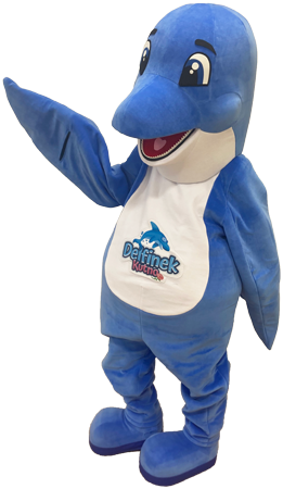 Kostium maskotka lazurowego delfina strój niebieski Delfin basen