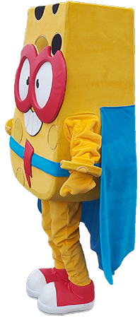 Kostium reklamowy inspirowany wyglądem figurki Cheestar Kazoom Kids SuperZings