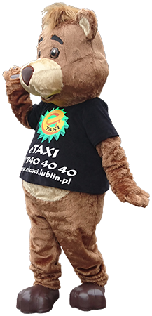 Profesjonalny strój reklamowy maskotka reklamowa Elabika Miś eTAXI 
