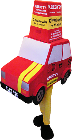 Kostium auto maskotka Fiat 126 Kredyty Chwilówki